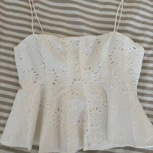Zara Eyelet Peplum Babydoll Top S